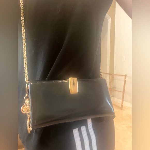 Gucci logo vintage black long patent leather wallet w chain - Picture 17 of 17